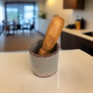 Vintage Wooden Apothecary Mortar for Grinding Herbs and Spices, Primitive Decor